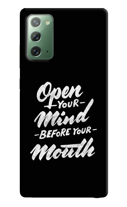 Open Your Mind Before Your Mouth Samsung Note 20 Hard Case Back Cover by Casekaro