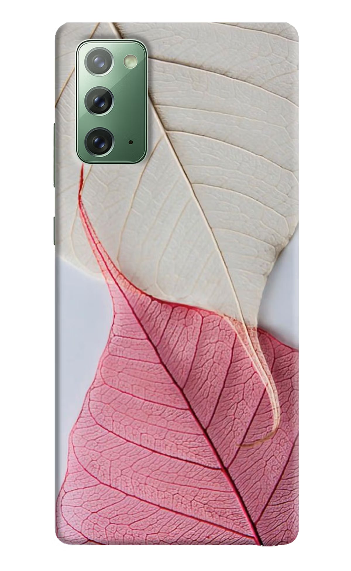 White Pink Leaf Samsung Note 20 Hard Case Back Cover by Casekaro
