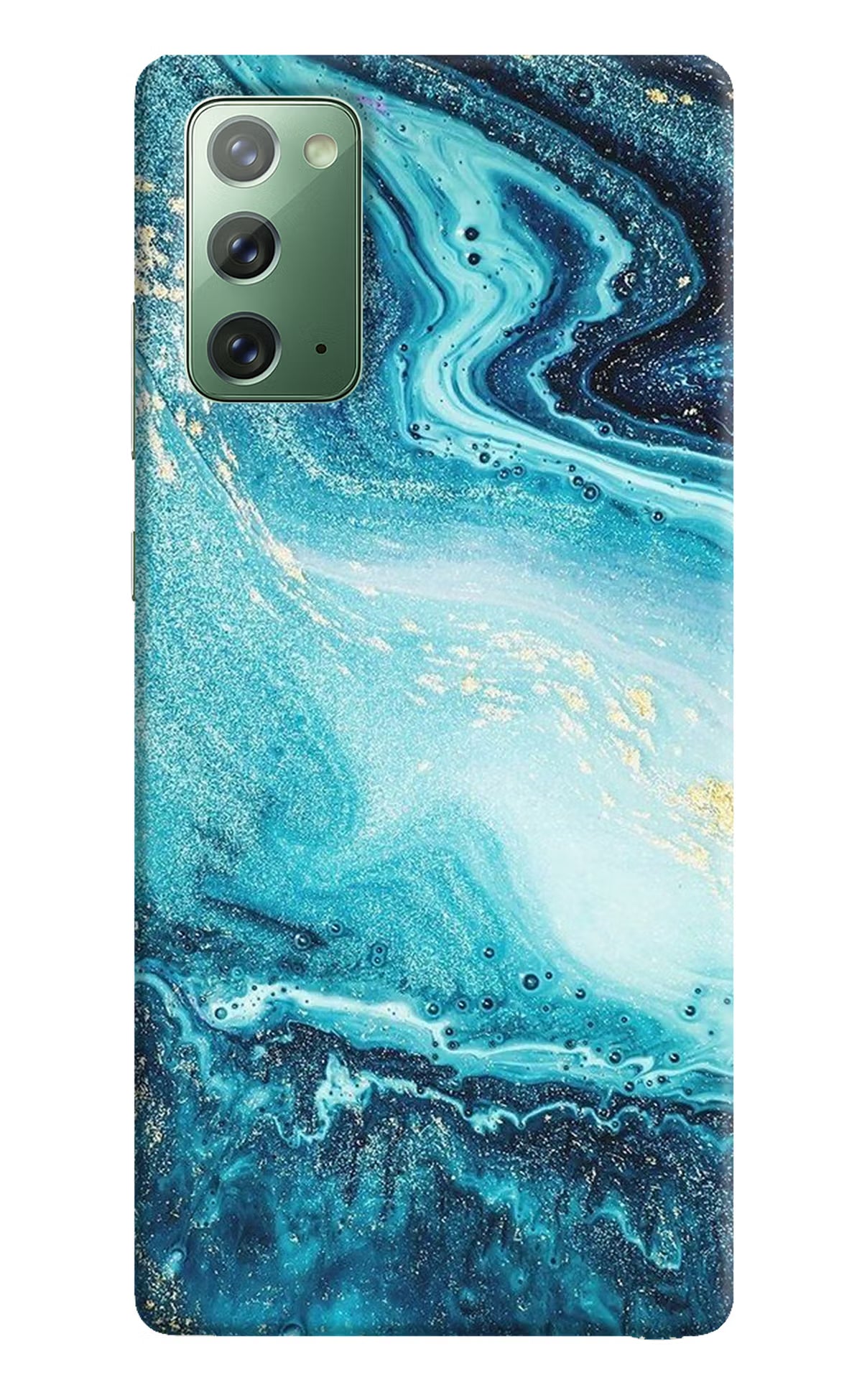 Blue Glitter Marble Samsung Note 20 Hard Case Back Cover by Casekaro