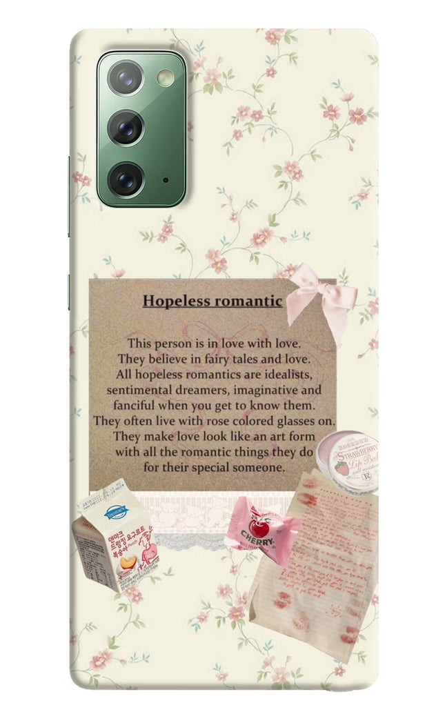 Hopeless Romantic Samsung Note 20 Hard Case Back Cover by Casekaro