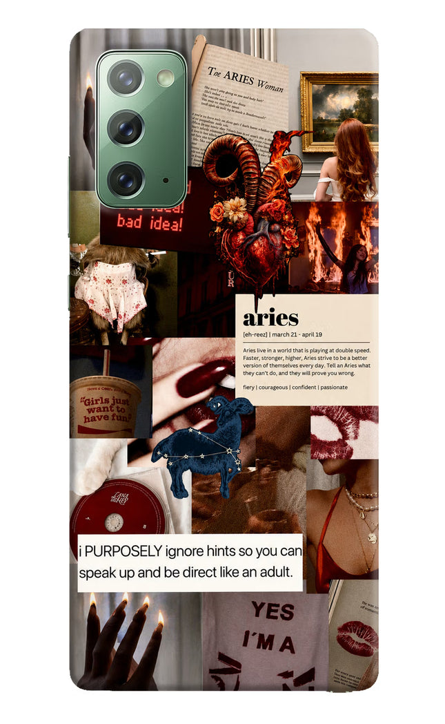 Zodiac Aries Samsung Note 20 Hard Case Back Cover by Casekaro