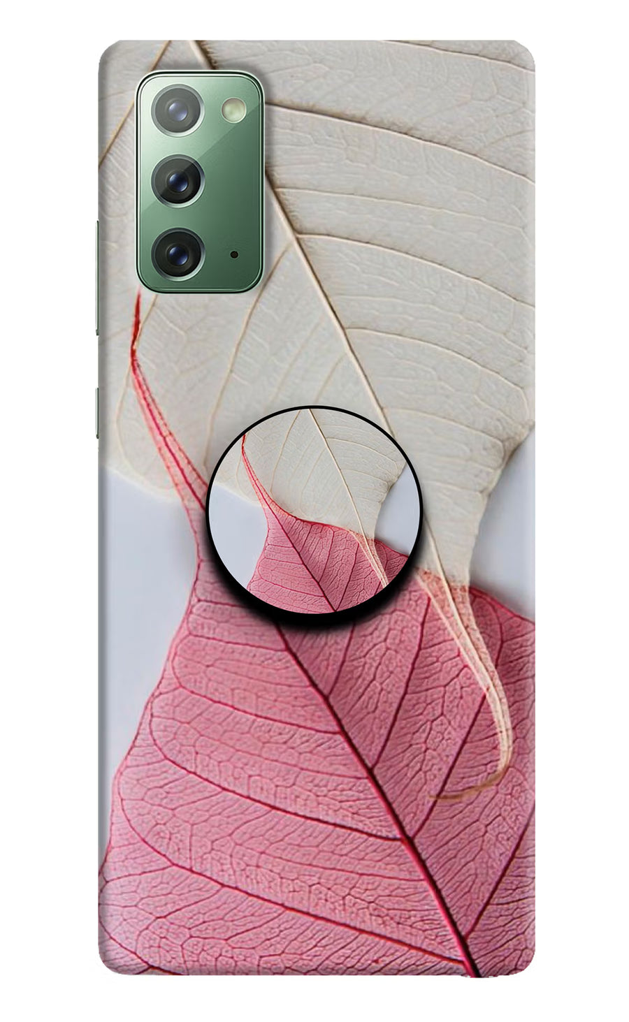 White Pink Leaf Samsung Note 20 Pop Case, Hard case