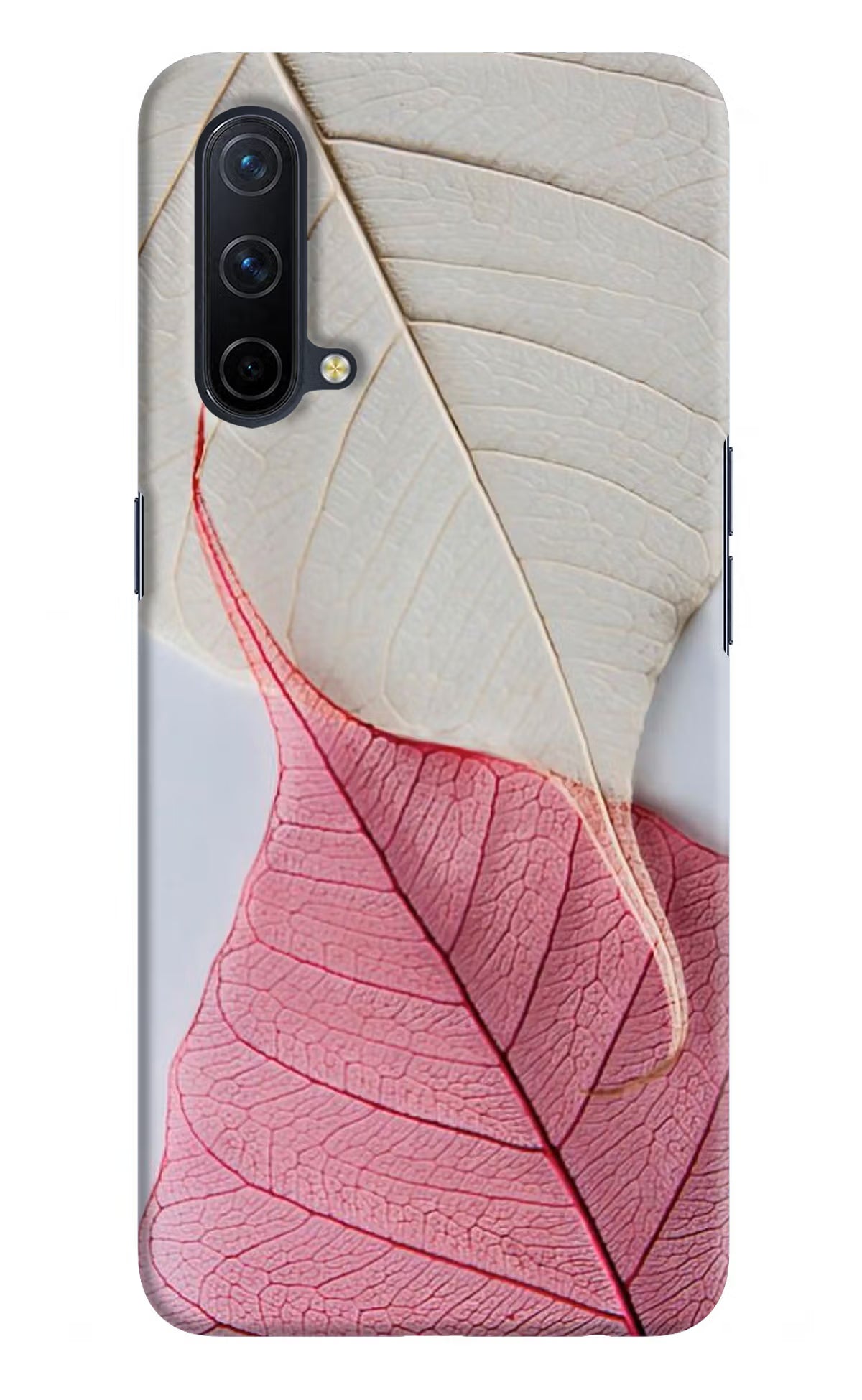 White Pink Leaf Oneplus Nord CE 5G Hard Case Back Cover by Casekaro