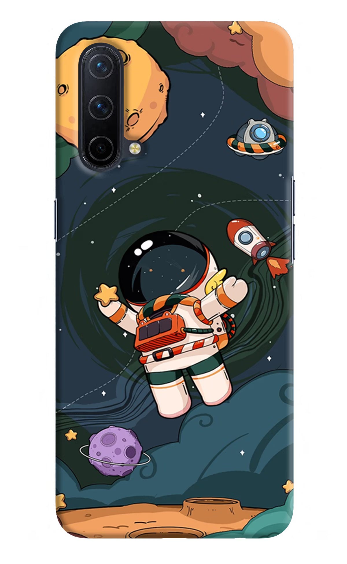 Cartoon Astronaut Oneplus Nord CE 5G Hard Case Back Cover by Casekaro