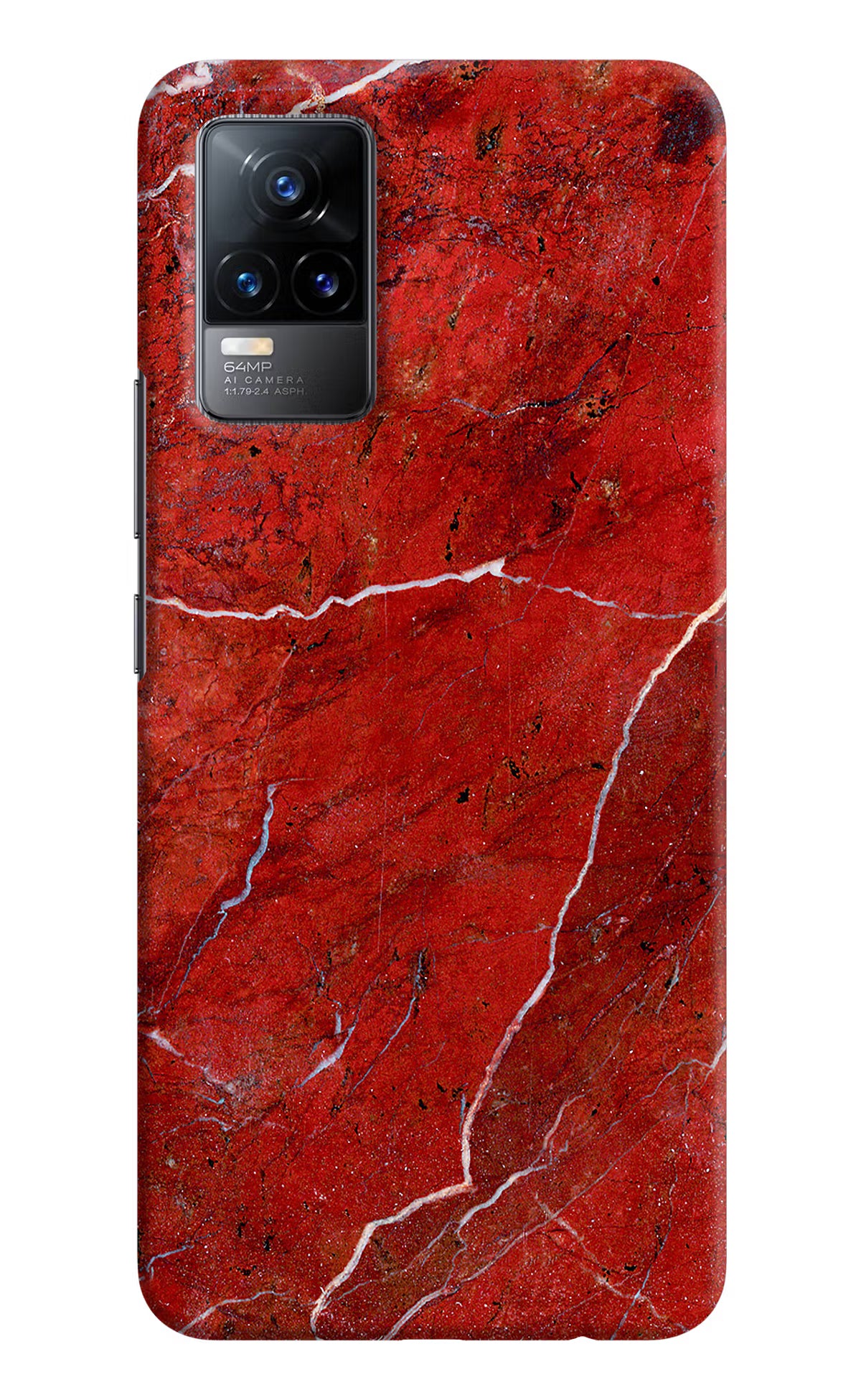 Red Marble Design Vivo Y73/V21E 4G Hard Case Back Cover by Casekaro
