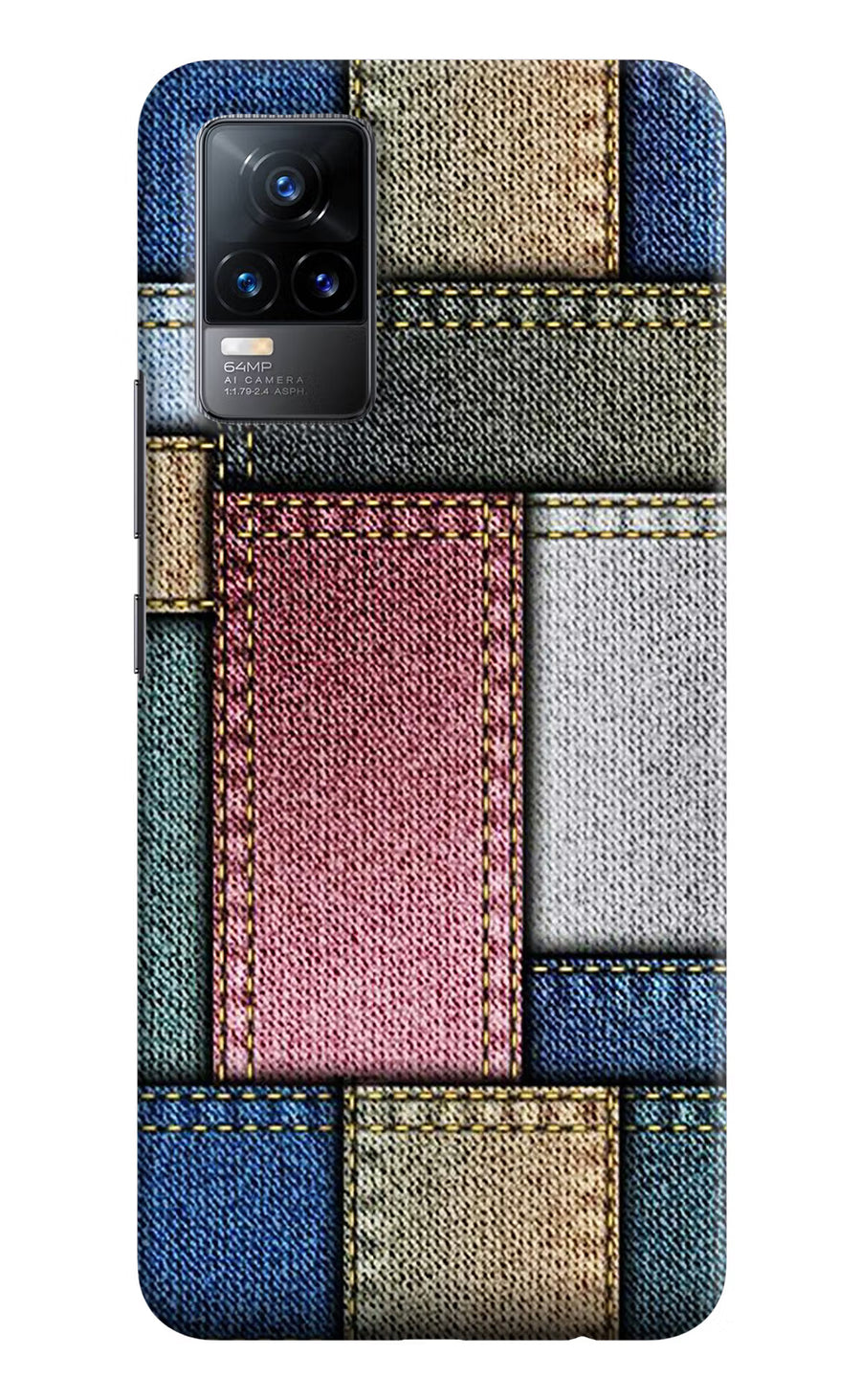 Multicolor Jeans Vivo Y73/V21E 4G Back Cover, Hard case