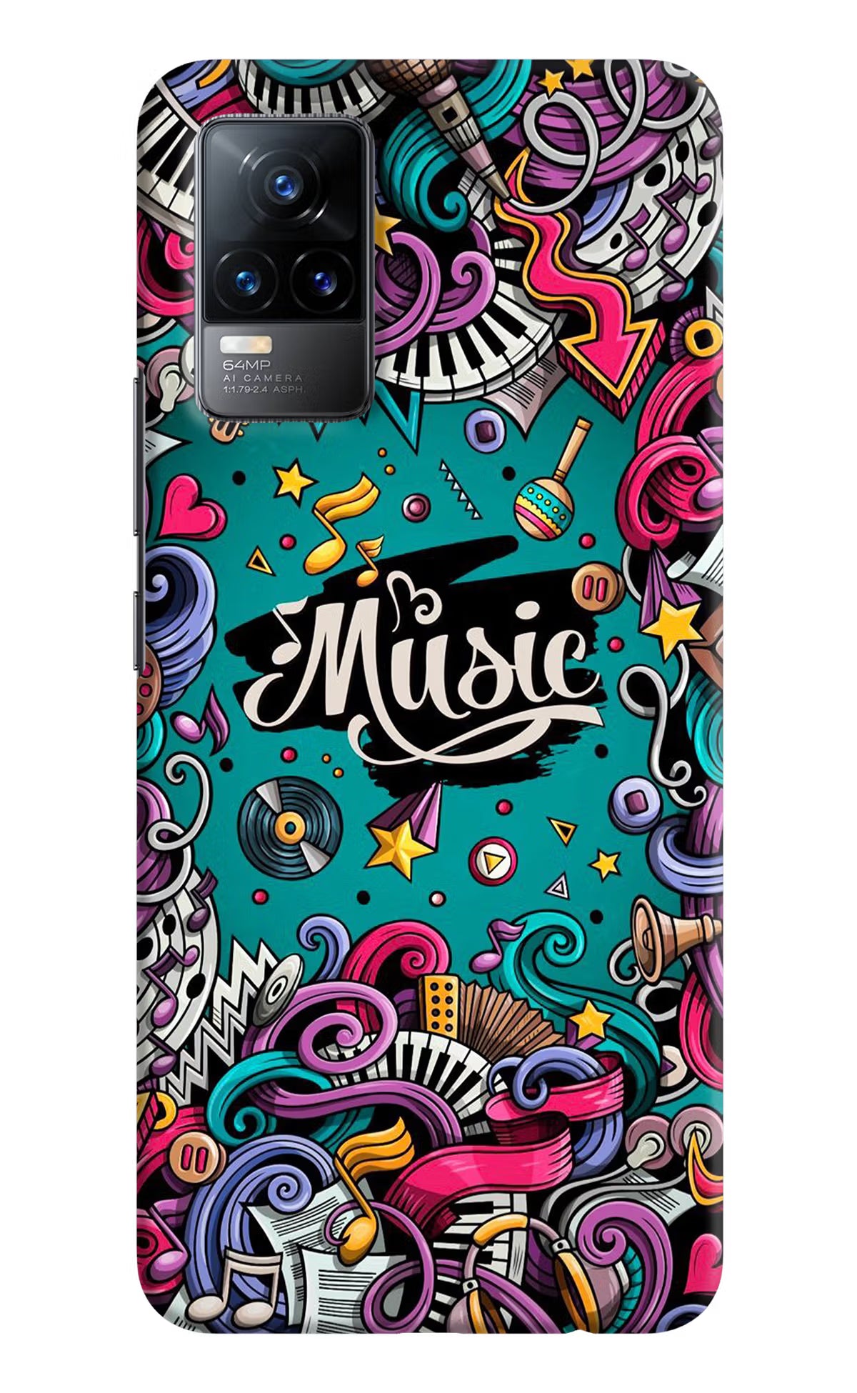 Music Graffiti Vivo Y73/V21E 4G Hard Case Back Cover by Casekaro