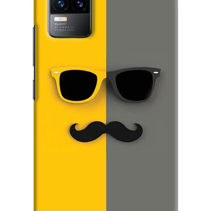 Sunglasses with Mustache Vivo Y73/V21E 4G Hard Case Back Cover by Casekaro