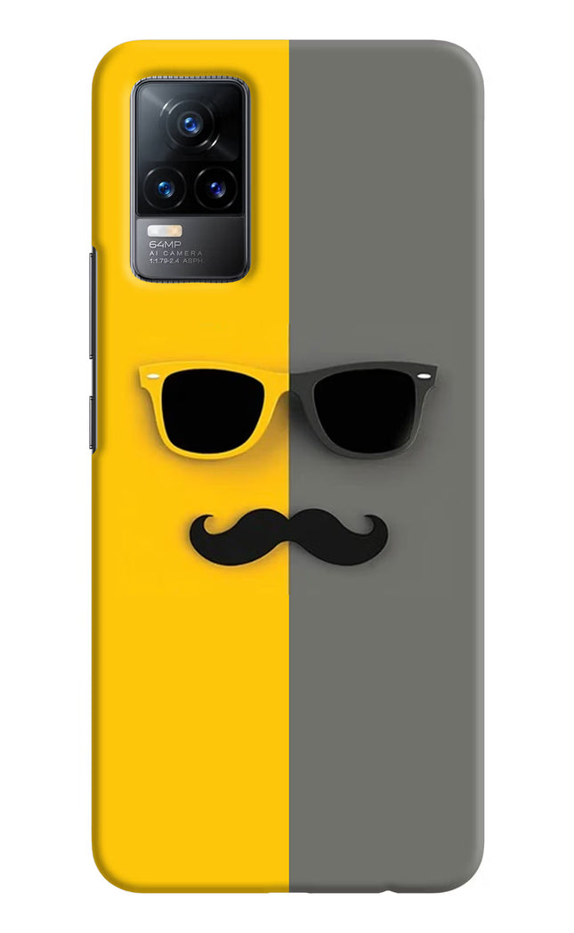 Sunglasses with Mustache Vivo Y73/V21E 4G Hard Case Back Cover by Casekaro