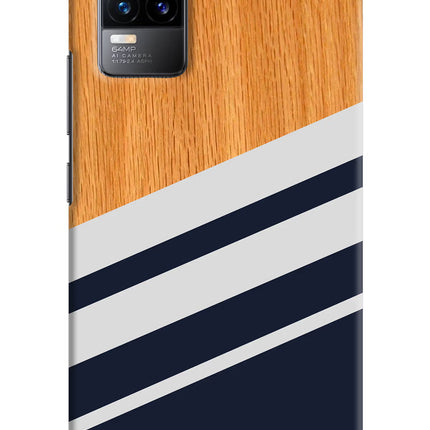 Blue and white wooden Vivo Y73/V21E 4G Hard Case Back Cover by Casekaro