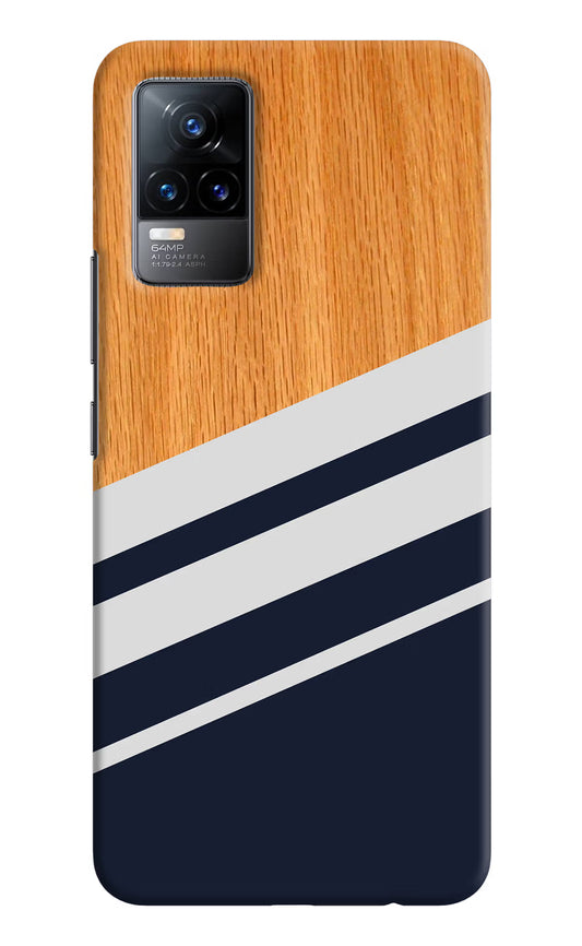 Blue and white wooden Vivo Y73/V21E 4G Hard Case Back Cover by Casekaro