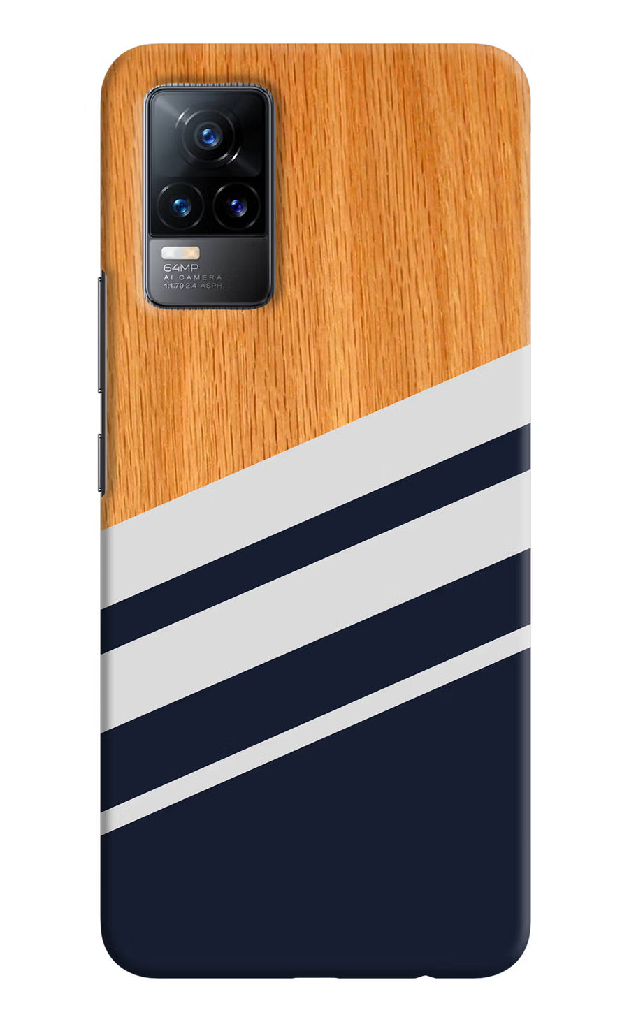 Blue and white wooden Vivo Y73/V21E 4G Back Cover, Hard case