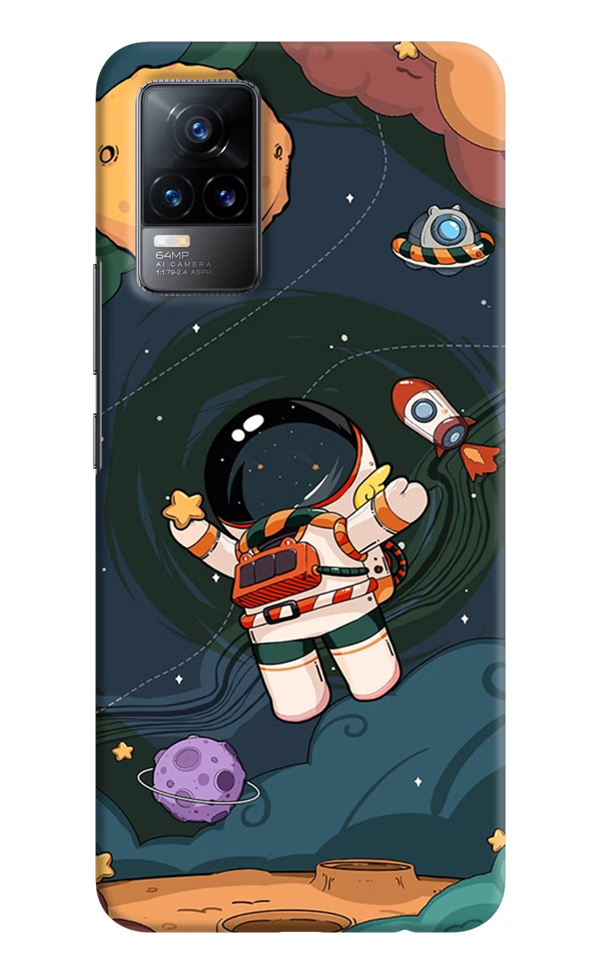 Cartoon Astronaut Vivo Y73/V21E 4G Hard Case Back Cover by Casekaro