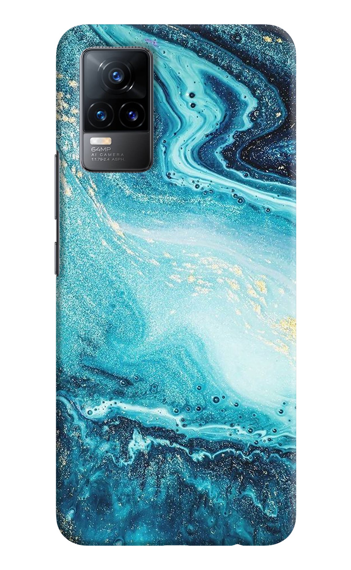 Blue Glitter Marble Vivo Y73/V21E 4G Back Cover