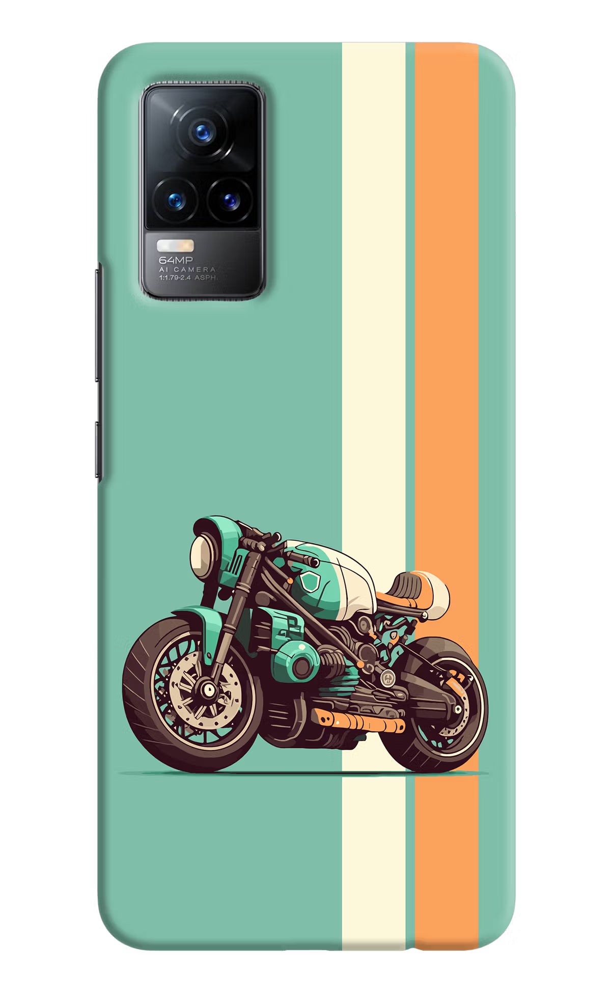 Striped Moto Drift Vivo Y73/V21E 4G Hard Case Back Cover by Casekaro