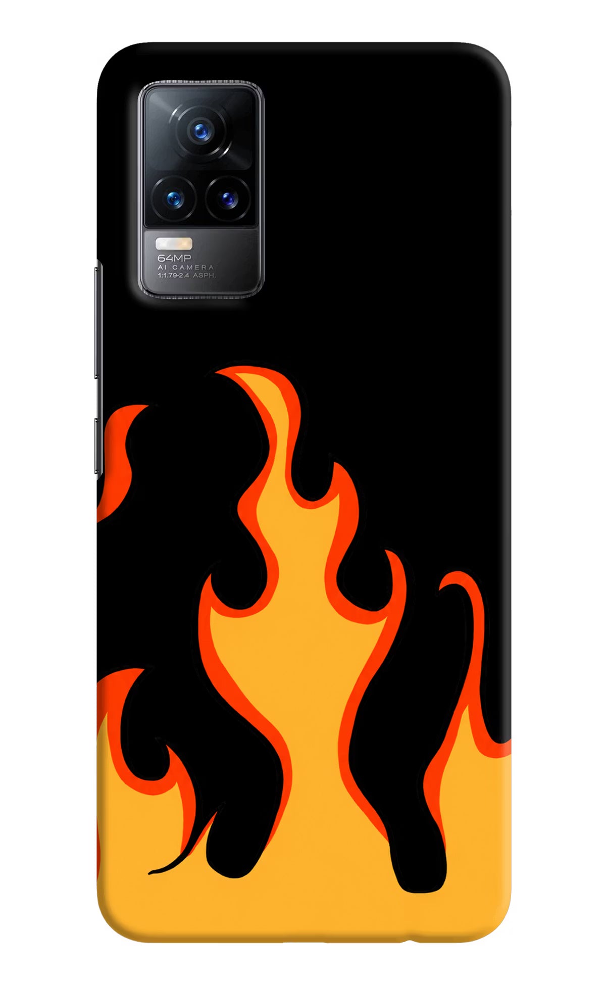 Fired Up – Black Vivo Y73/V21E 4G Hard Case Back Cover by Casekaro