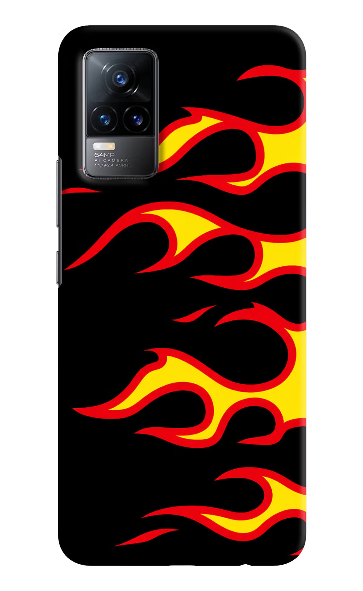 Side Sweep Flames Vivo Y73/V21E 4G Hard Case Back Cover by Casekaro