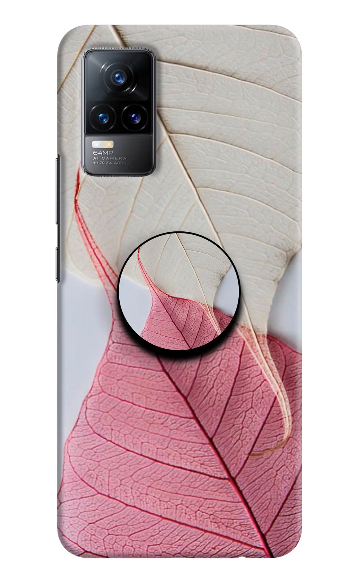 White Pink Leaf Vivo Y73/V21E 4G Pop Case by Casekaro