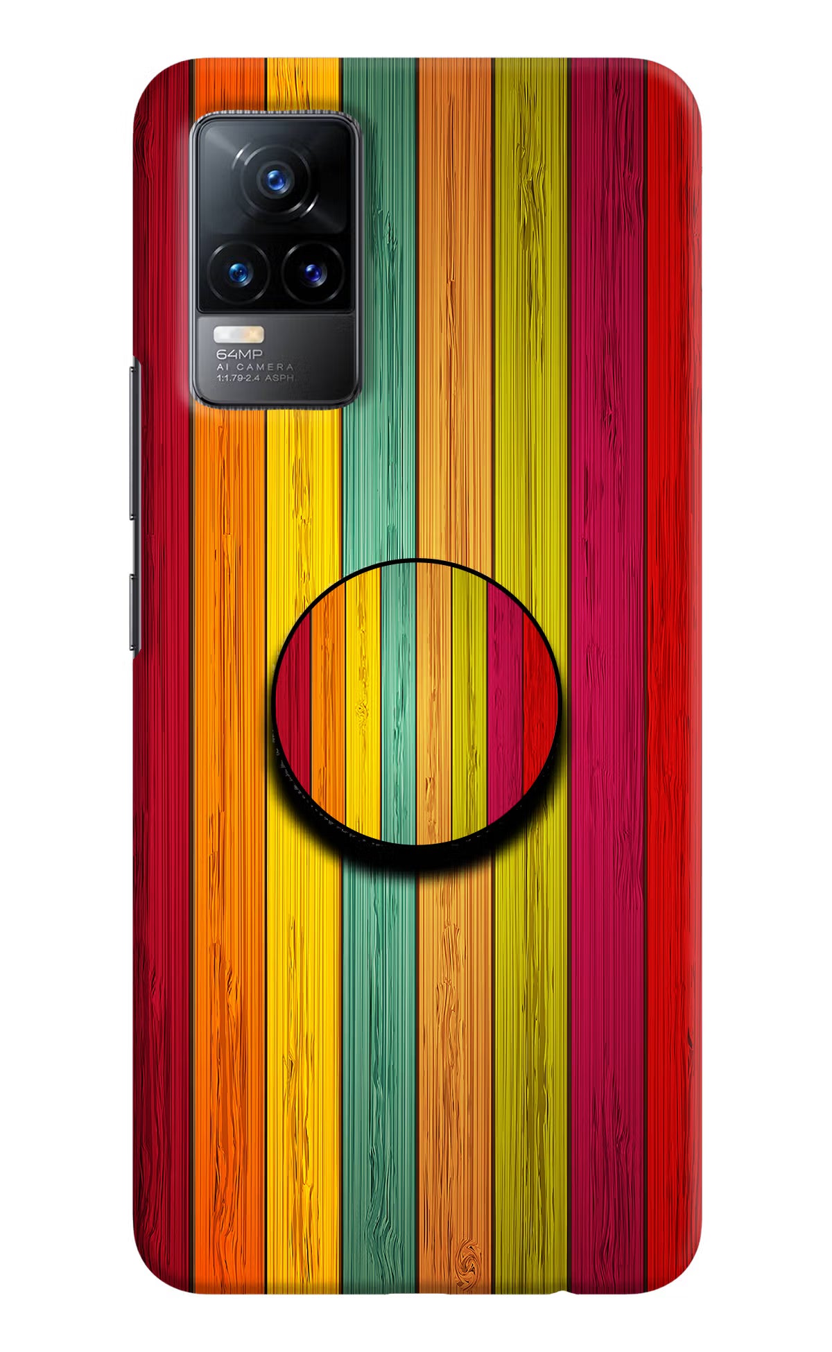 Multicolor Wooden Vivo Y73/V21E 4G Pop Case by Casekaro