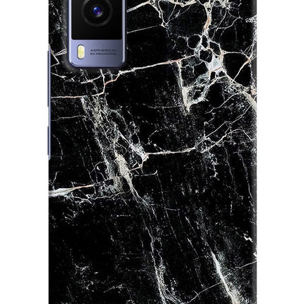 Black Marble Texture Vivo V21E 5G Hard Case Back Cover by Casekaro