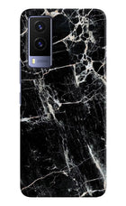 Black Marble Texture Vivo V21E 5G Hard Case Back Cover by Casekaro