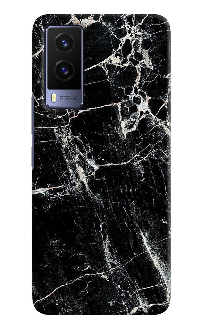Black Marble Texture Vivo V21E 5G Hard Case Back Cover by Casekaro