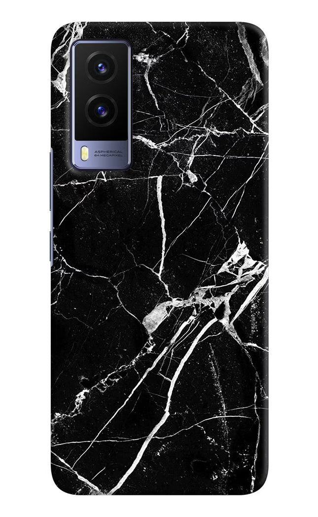 Black Marble Pattern Vivo V21E 5G Hard Case Back Cover by Casekaro
