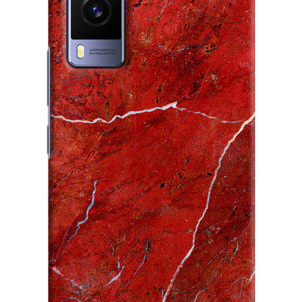 Red Marble Design Vivo V21E 5G Hard Case Back Cover by Casekaro
