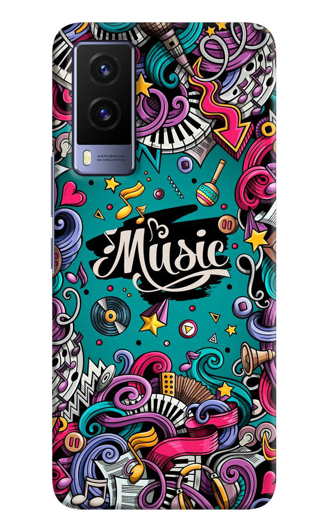 Music Graffiti Vivo V21E 5G Hard Case Back Cover by Casekaro