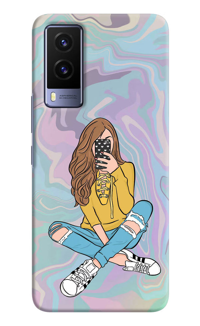 Selfie Girl Vivo V21E 5G Hard Case Back Cover by Casekaro