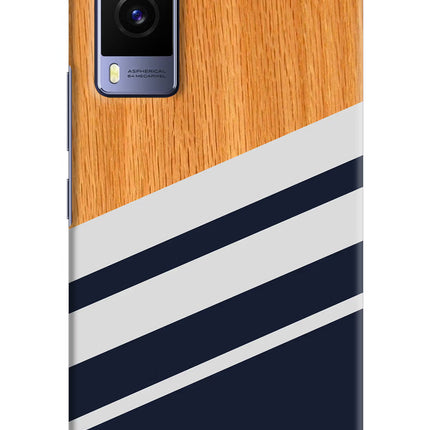 Blue and white wooden Vivo V21E 5G Hard Case Back Cover by Casekaro