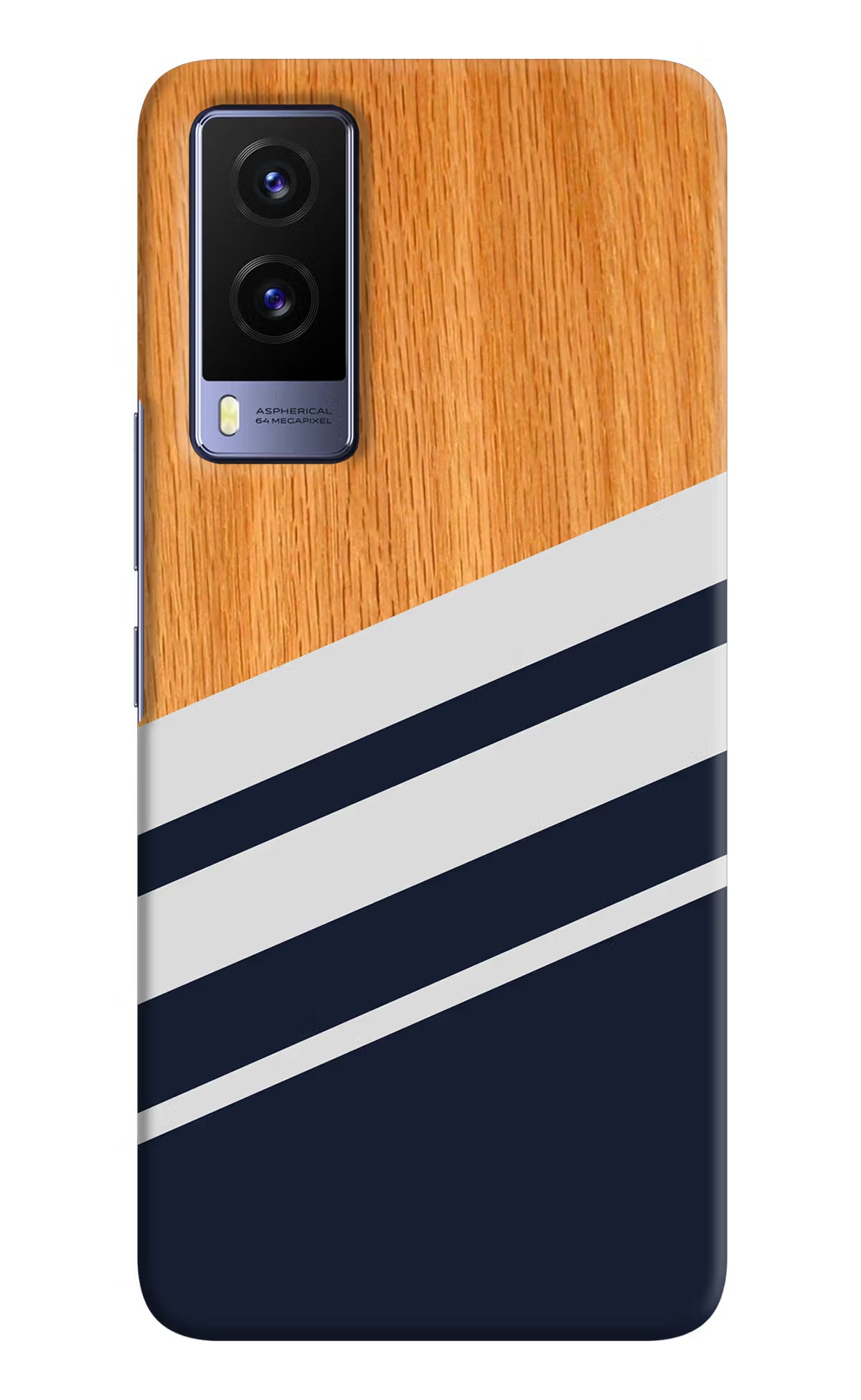 Blue and white wooden Vivo V21E 5G Hard Case Back Cover by Casekaro