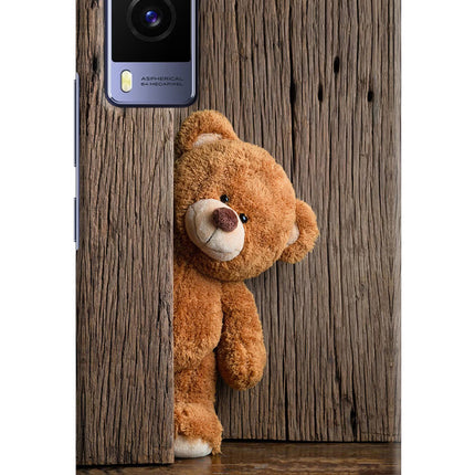 Teddy Wooden Vivo V21E 5G Hard Case Back Cover by Casekaro