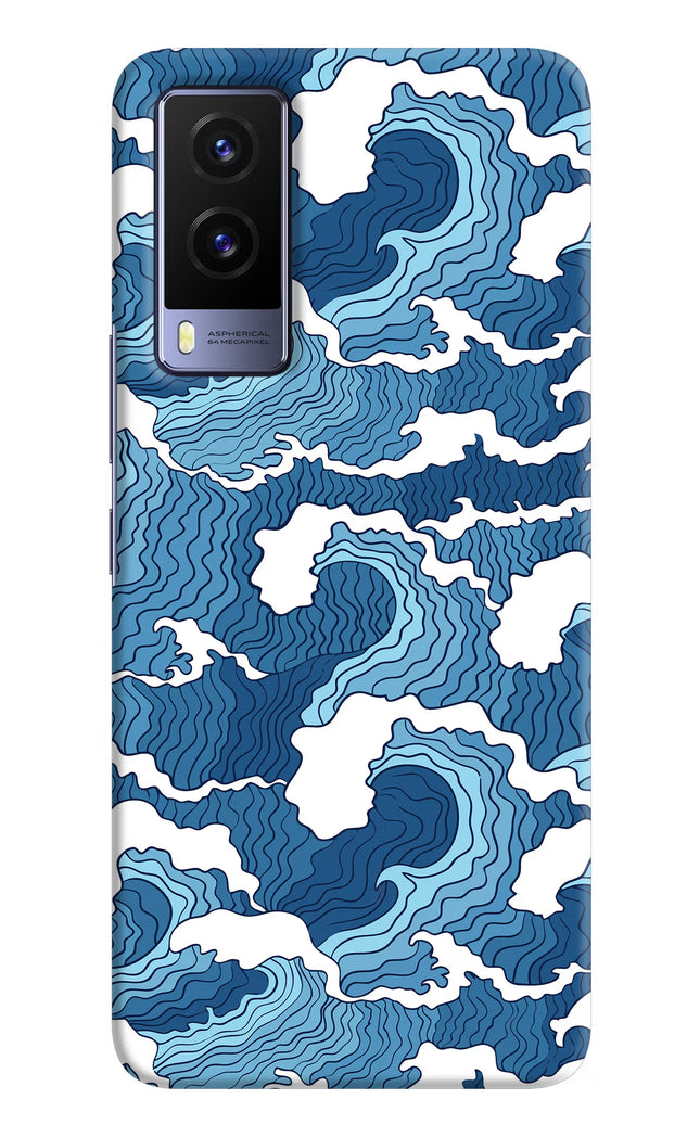 Blue Waves Vivo V21E 5G Hard Case Back Cover by Casekaro