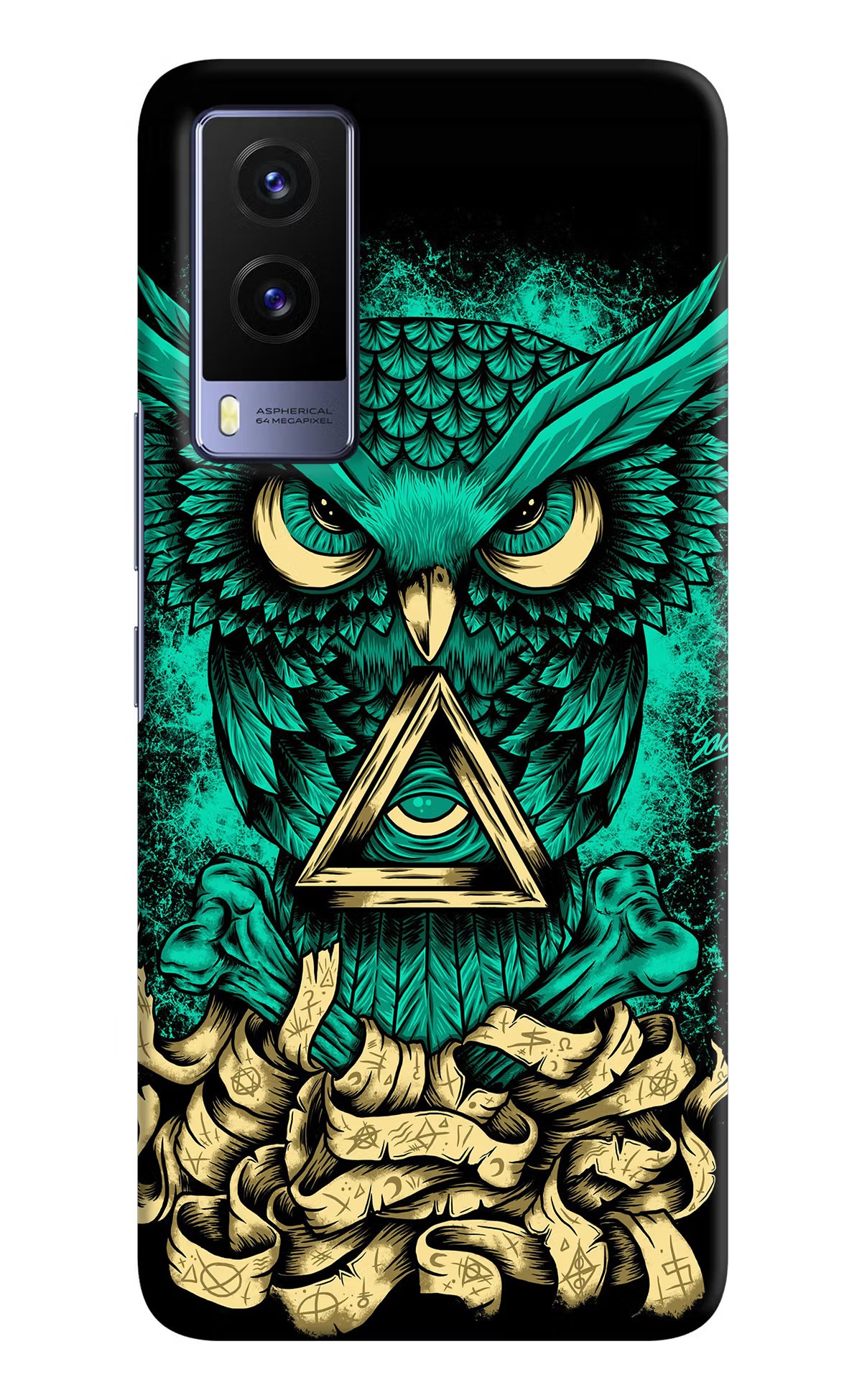 Green Owl Vivo V21E 5G Hard Case Back Cover by Casekaro