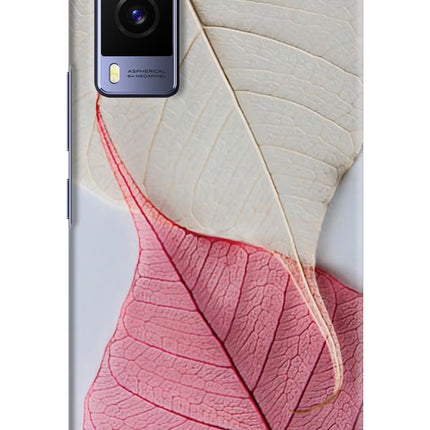 White Pink Leaf Vivo V21E 5G Hard Case Back Cover by Casekaro
