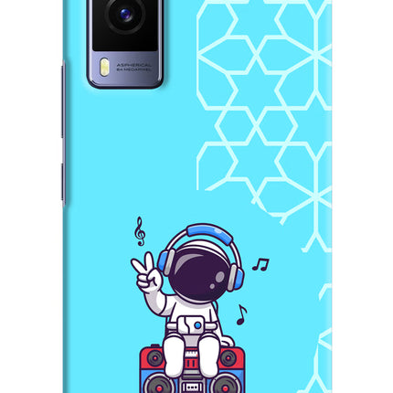 Cute Astronaut Chilling Vivo V21E 5G Hard Case Back Cover by Casekaro