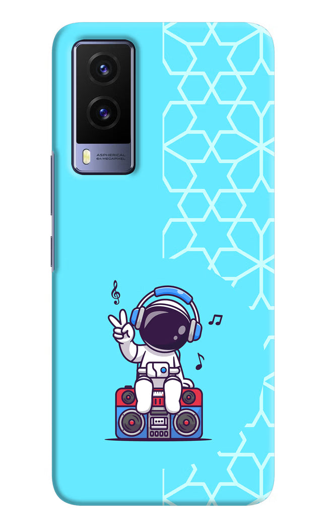 Cute Astronaut Chilling Vivo V21E 5G Hard Case Back Cover by Casekaro