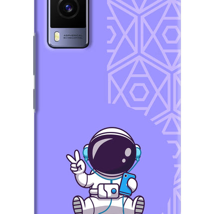 Cute Astronaut Chilling Vivo V21E 5G Hard Case Back Cover by Casekaro