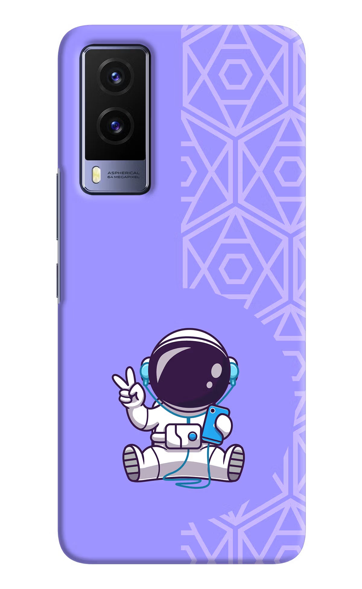 Cute Astronaut Chilling Vivo V21E 5G Hard Case Back Cover by Casekaro