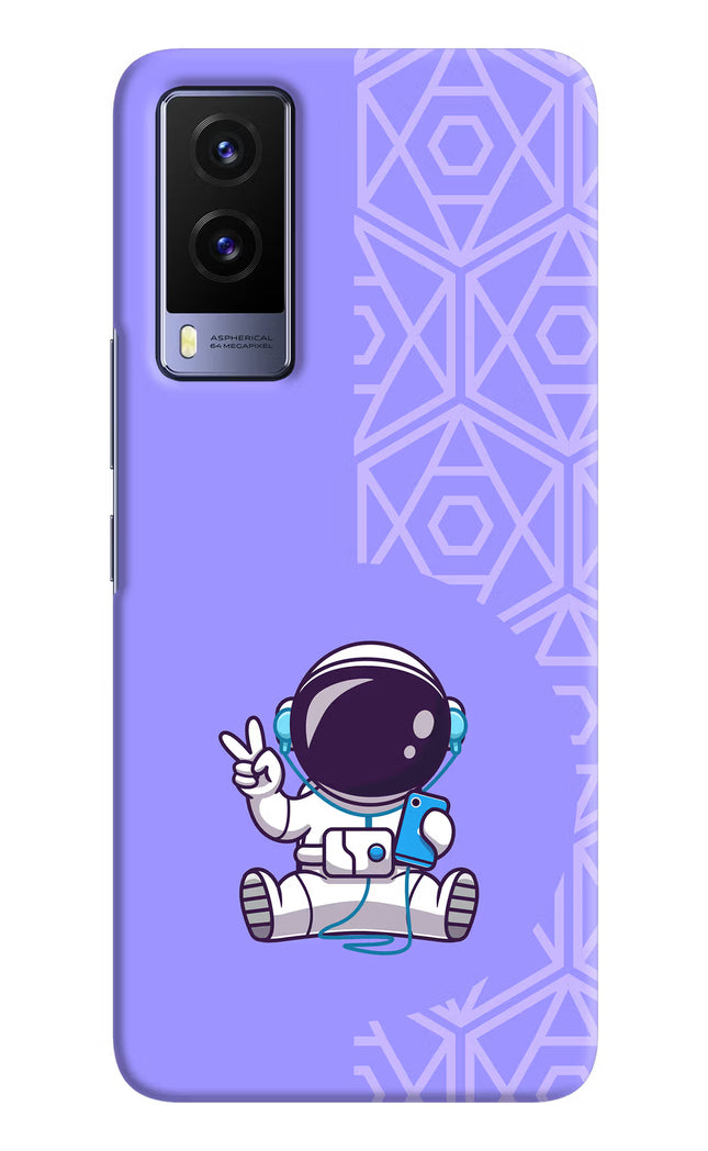 Cute Astronaut Chilling Vivo V21E 5G Hard Case Back Cover by Casekaro