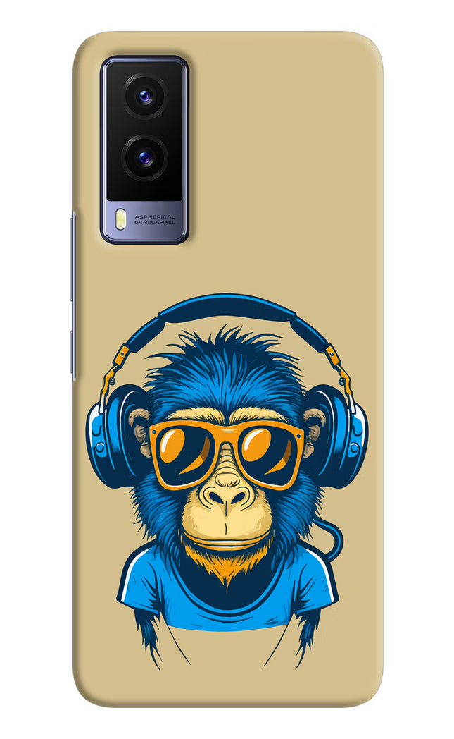 Monkey Headphone Vivo V21E 5G Hard Case Back Cover by Casekaro
