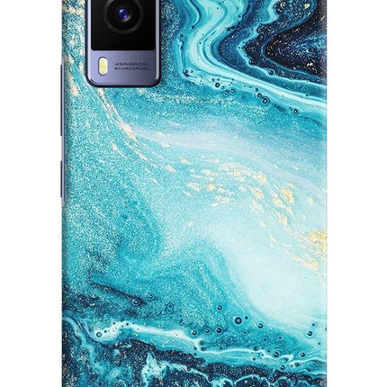 Blue Glitter Marble Vivo V21E 5G Hard Case Back Cover by Casekaro