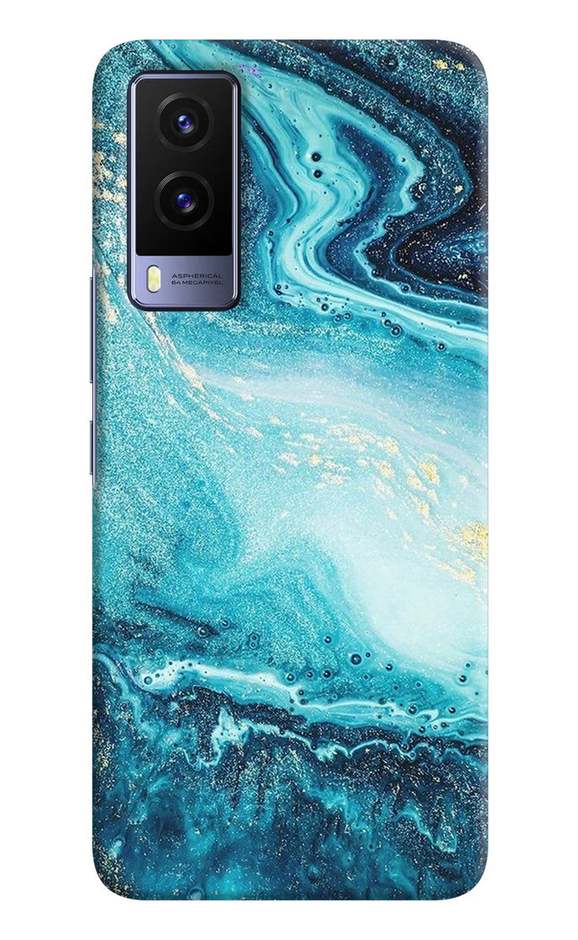 Blue Glitter Marble Vivo V21E 5G Hard Case Back Cover by Casekaro