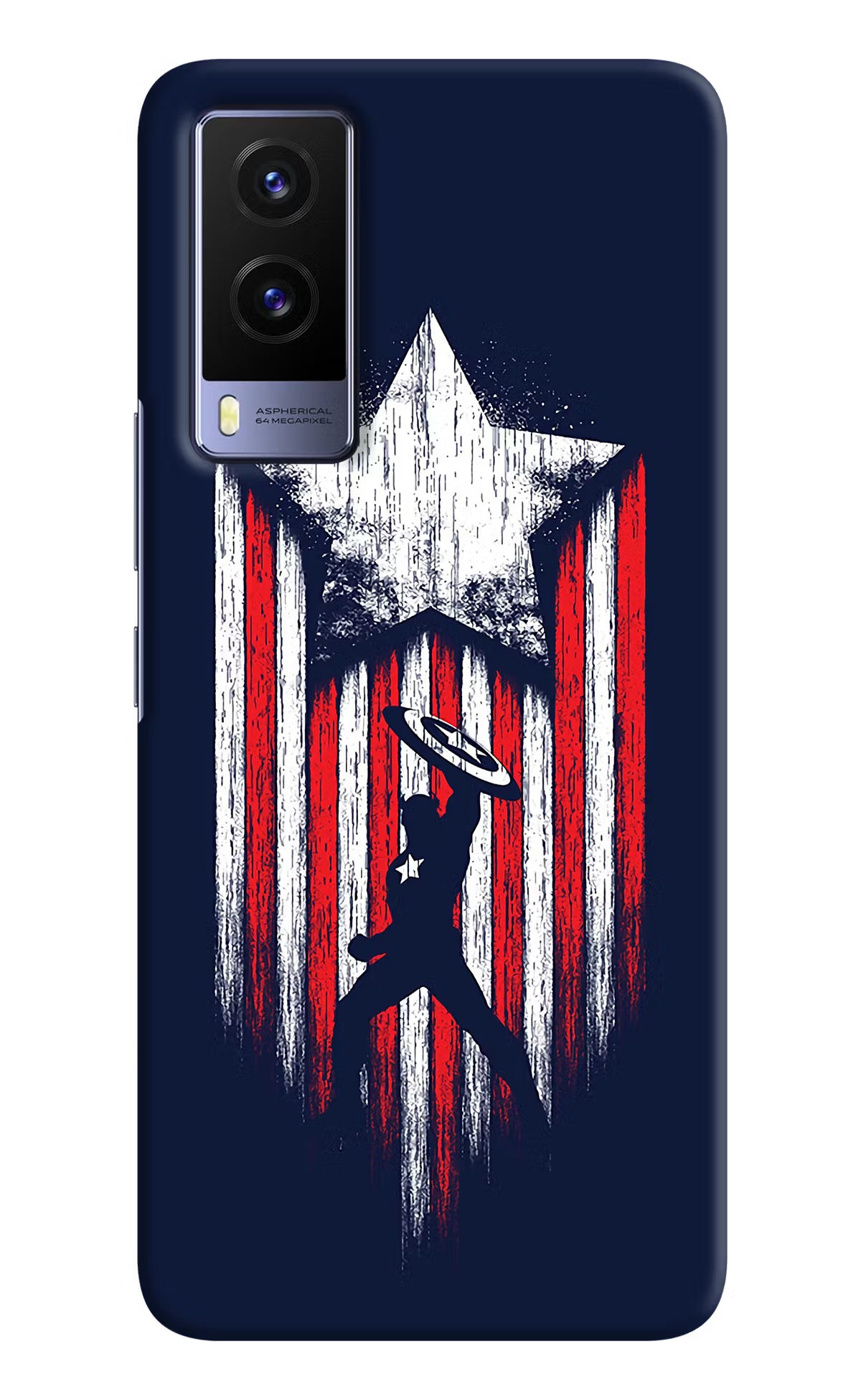 Captain America Marvel Art Vivo V21E 5G Hard Case Back Cover by Casekaro
