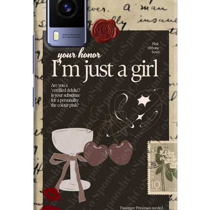 I am just a girl Vivo V21E 5G Hard Case Back Cover by Casekaro