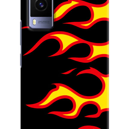 Side Sweep Flames Vivo V21E 5G Hard Case Back Cover by Casekaro