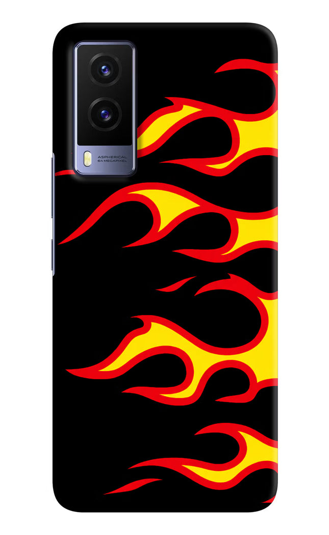 Side Sweep Flames Vivo V21E 5G Hard Case Back Cover by Casekaro