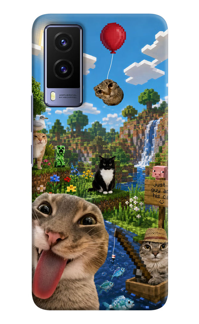 Minecraft Cat Chaos Vivo V21E 5G Hard Case Back Cover by Casekaro