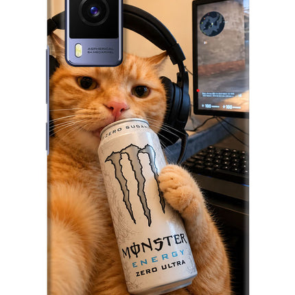 Gamer Cat Energy Vivo V21E 5G Hard Case Back Cover by Casekaro